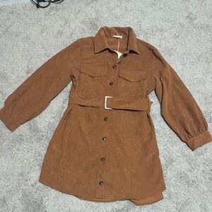 Entro Brown Corduroy Belted Dress 👗